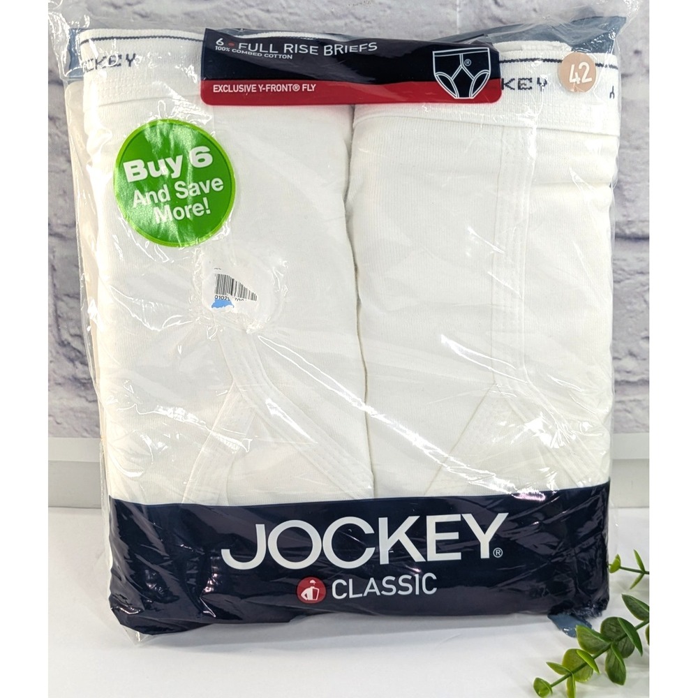 NEW SZ42😍Vtg Jockey Classic Mens 2006 Full Rise Briefs Y-Front Fly 6 Pack White